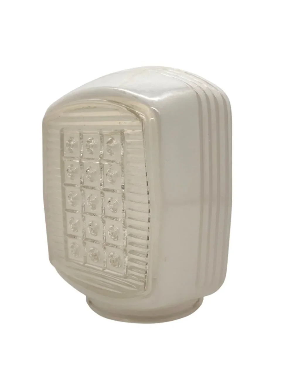 Vintage Milk Glass Art Deco Light Fixture Shade With Clear Geometric Panel 6" - Picture 5 of 13